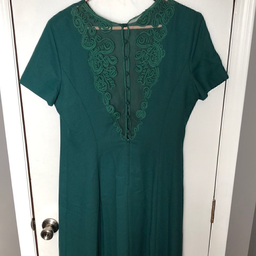Emerald green, lace back dress size 12